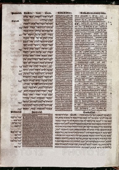 BIBLIA POLIGLOTA COMPLUTENSE-LEVITICO FOL 13 VERS 1 A 8- ESCRITURA HEBREA ARABE Y LATINA
MADRID,