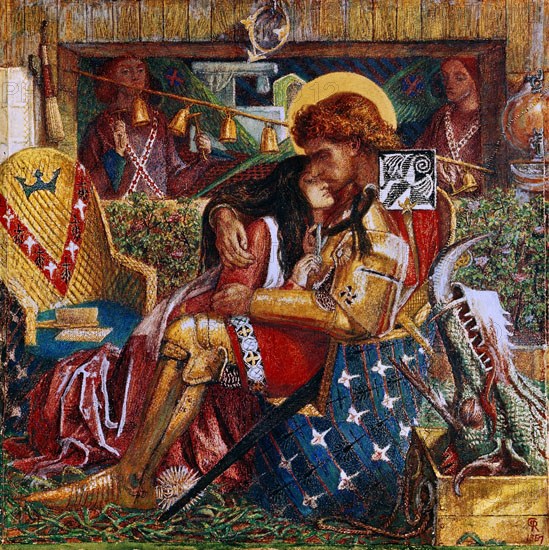 ROSSETTI DANTE GABRIEL 1828/82
LA BODA DE S JORGE Y LA PRINCESA SABA 1857 ACUARELA 34x34
LONDRES,
