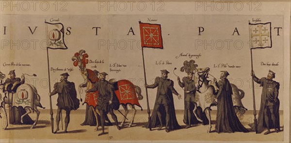 PROCESION FUNEBRE DE NOBLES ESPAÑOLES Y FLAMENCOS EN EL  FUNERAL DE CARLOS V EN BRUSELAS
BRUSELAS,