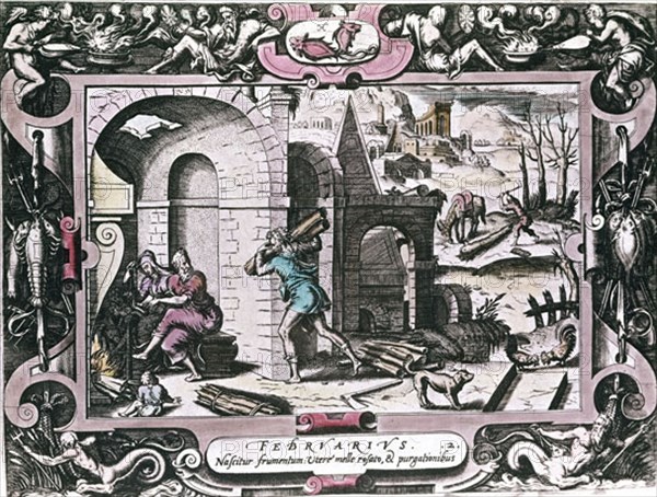 CALENDARIO - EL MES DE FEBRERO - S XVI
SAN LORENZO DEL ESCORIAL, MONASTERIO-BIBLIOTECA
MADRID