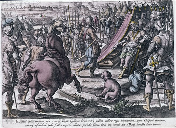 STRADA/GOLTZIUS
GRABADO-JUAN DE MEDICIS EN PRESENCIA DE FRANCISCO I
MADRID, BIBLIOTECA NACIONAL