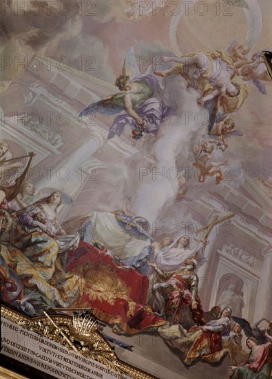 LOPEZ VICENTE 1772/1850
CARLOS III OFRECE LA ORDEN - DET DE TECHO
MADRID, PALACIO
