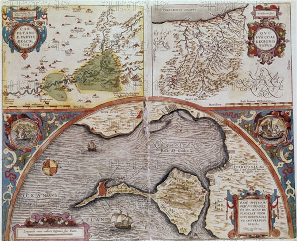 ORTELIUS ABRAHAM 1527/98
MAPA DE LA BAHIA DE CADIZ GUIPUZCOA Y MADRID   1584
MADRID, SERVICIO