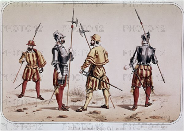 VILLEGAS
UNIFORMES DINASTIA AUSTRIACA SGLO XVI L30
MADRID, ARCHIVO HISTORICO