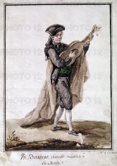 CRUZ CANO Y OLMEDILLA JUAN DE LA 1734/90
UN BARBERO DANDO MUSICA A SU MAJA
MADRID, MUSEO