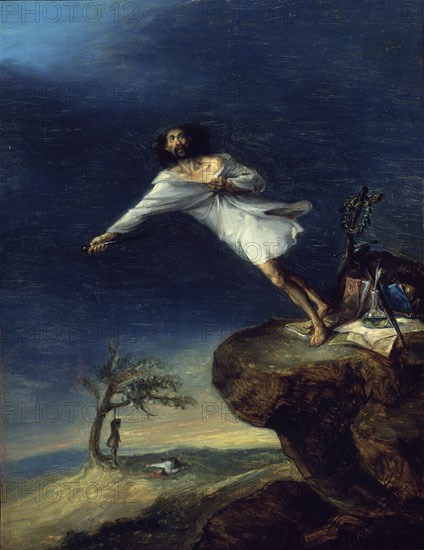 ALENZA LEONARDO 1807/45
SATIRA DEL SUICIDIO ROMANTICO - 1835 - O/L 35x28 - PINTURA ROMANTICA