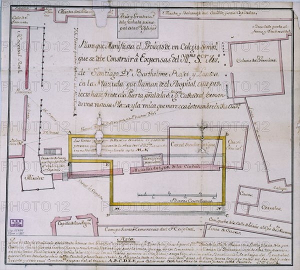 CALDERON J.S.
PLANO DE LA PLAZA DEL OBRADOIRO-LEGAJO 16634-Nº PLANO 885
MADRID, ARCHIVO HISTORICO