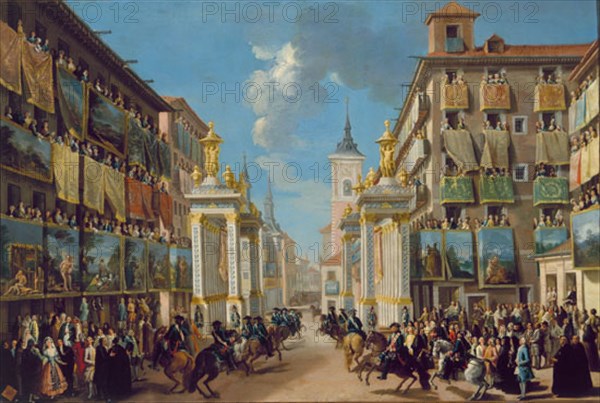QUIROS LORENZO 1717/89
ORNATO DE LA CALLE DE LAS PLATERIAS CON MOTIVO DE LA ENTRADA DE CARLOS