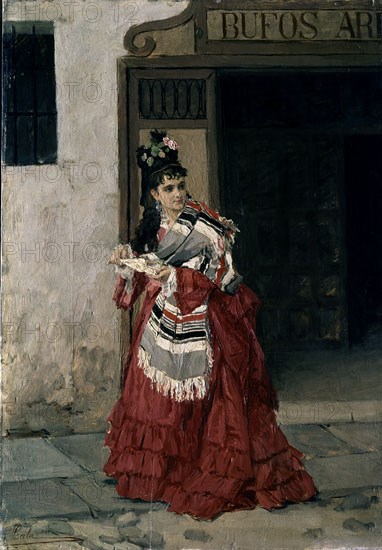 CALA Y  MOYA JOSE
SURIPANTA SALIENDO DE LOS BUFOS O/L 0,40X0,28  I.N. 2540 - S XIX
MADRID, MUSEO