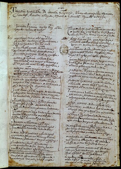 ARGENSALA LEPERCIO 1559/1613
TRAGEDIA DE ISABELA PRIMERA PAGINA
MADRID, BIBLIOTECA