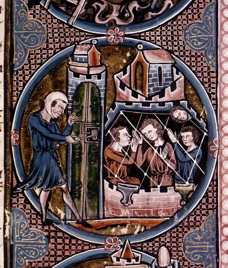 BIBLIA DE SAN LUIS-1226/34-TOMO I- PAG 19V- PUTIFAR ENCARCELA A JOSE-MINIATURA GOTICA
TOLEDO,
