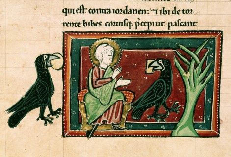 13th century Bible: Elias and the Crows near the Querit river