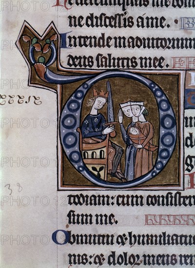 PSALTERIO S XIII -JUICIO DE SALOMON LETRA D-PAGINA 48V-MINIATURA GOTICA
MADRID, BIBLIOTECA