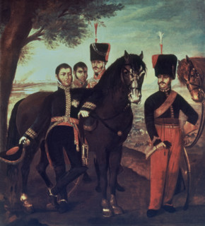 ANONIMO
EL GENERAL JOSE SAN MARTIN SU ESTADO MAYOR Y EL GENERAL ANTONIO JOSE DE SUCRE
MADRID,