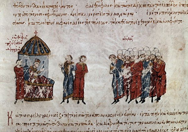 SKYLLITZES
HISTORIA MATRITENSIS FOL 61V-EMPERADOR THEOPAICOS
MADRID, BIBLIOTECA