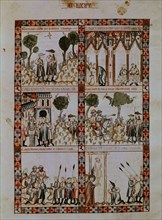 ALFONSO X EL SABIO 1221/84
MTI1-CANTIGA STA MARIA Nº175-F233V-PADRE E HIJO PEREGRINOS A SANTIAGO