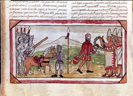 Duran, Hernan Cortés rencontre un chef indien sur le chemin de Tlaxcala