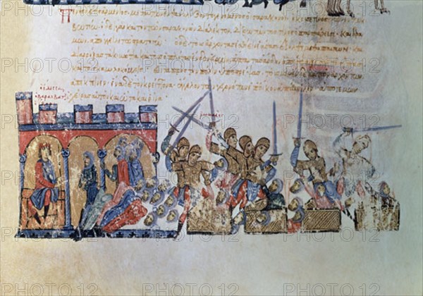 SKYLLITZES
CONJURACION DE LOS ARABES CONTRA EDESSA-FOL 212 V-SXII-XIII
MADRID, BIBLIOTECA