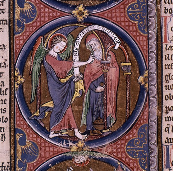 BIBLIA DE SAN LUIS-1226/34-ARCANGEL S GABRIEL ANUNCIA A ZACARIAS EL NACIMIENTO DE SU HIJO S JUAN