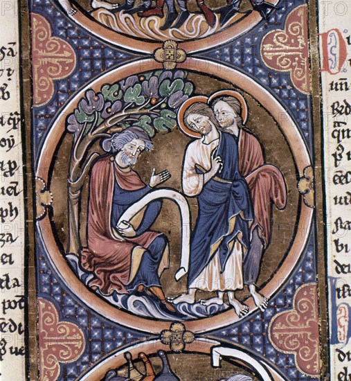 BIBLIA DE SAN LUIS-NATANAEL BAJO LA HIGUERA- HACIA 1250 PROC. CORTE S LUIS REY DE FRANCIA
TOLEDO,
