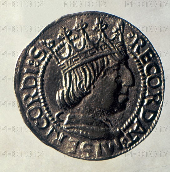 MONEDA DE ORO DE LA CORONA DE ARAGON S XV-DET MONEDA EFIGIE DE REY"RECORDAT