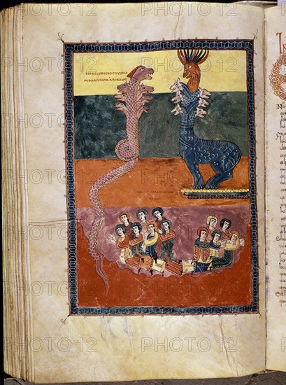 BEATO DE LIEBANA
COMENTARIOS AL APOCALIPSIS-MOZARABE.BESTIA Y DRAGON ADORADOS
GERONA,