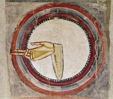 Peinture de Saint-Clément de Tahull : détail de la main de dieu
