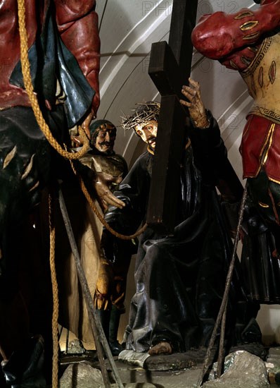 FERNANDEZ GREGORIO 1576/1636
CAIDA DE CRISTO- S XVII- ESCULTURA BARROCA-MADERA