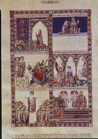 ALFONSO X EL SABIO 1221/84
MTI1-CANTIGA STA MARIA Nº20-F32V-LOOR A SANTA MARIA POR CUANTAS