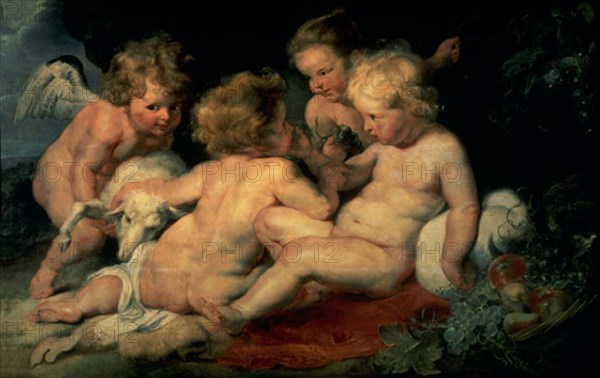 RUBENS PETRUS PAULUS 1577/1640
CRISTO NIÑO CON SAN JUAN BAUTISTA Y DOS ANGELES - 1615/20 -