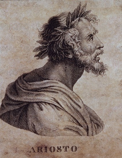 ESPLUGAS P
GRABADO DE LUDOVICO ARIOSTO (1474/1533) - POETA RENACENTISTA
MADRID, BIBLIOTECA