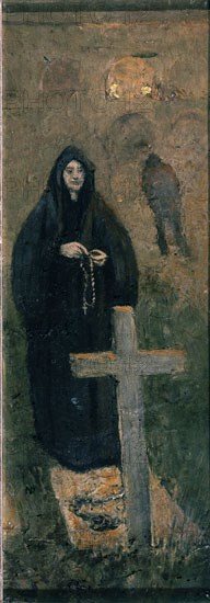 REGOYOS DARIO 1857/1913
MUJER ANTE LA TUMBA (1886) OLEO/LIENZO 50*18
MADRID, COLECCION