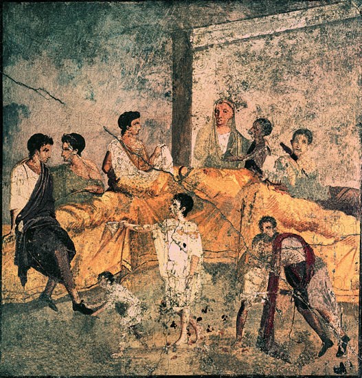FRESCO DE POMPEYA-ESCENA DE BANQUETE
NAPOLES, MUSEO ARQUEOLOGICO NACIONAL
ITALIA

This image is