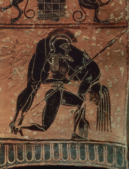 ERGOTIMO/CLITIAS
AYAX LLEVA EL CADAVER DE AQUILES-DETALLE DEL VASO FRANÇOIS(570 AC)TERRACOTA ATICA