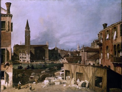 Canal, Venice : view of the Campo San Vidal and Santa Maria de la Caridad. In front of the canal is the stonemason's house