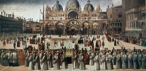 BELLINI GIOVANI 1430/1516
*PROCESION EN LA PLAZA DE SAN MARCOS-S XV
VENECIA, ACADEMIA B