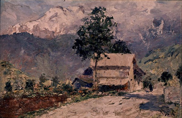 REGOYOS DARIO 1857/1913
PAISAJE ALPINO (1886) OLEO/TABLA 18,5*27
MADRID, COLECCION