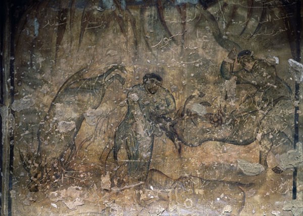 SANGRIA DE LOS ONAGROS TRAS SU CACERIA Y MATANZA - TESTERO DE LA NAVE IZQ - PINTURA MURAL S
