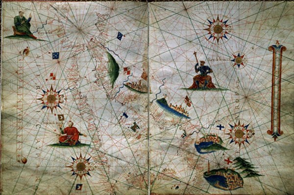 PORTULANO S XVI-AFRICA-ESPAÑA-CORCEGA-CERDEÑA-MEDITERRANEO
MADRID, SERVICIO GEOGRAFICO