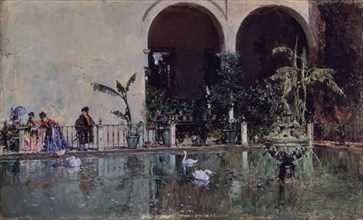MADRAZO RAIMUNDO 1841-1920
ESTANQUE EN EL ALCAZAR DE SEVILLA-S XIX
MADRID, CASON