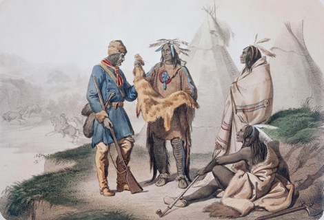 GRABADO-INDIOS COMANCHE AMERICANOS CON CAZADOR DE PIELES
MADRID, COLECCION PARTICULAR
MADRID