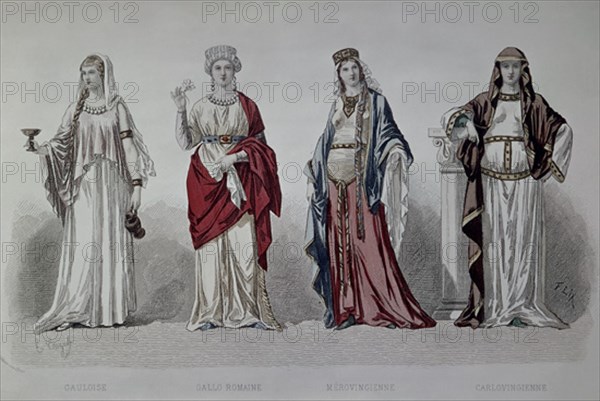 HISTORIA DE LA MODA-GRAB DE MODA FEMENINA GALA GALO-ROMANA MEROVINGIA Y CAROLINGIA
PARIS,