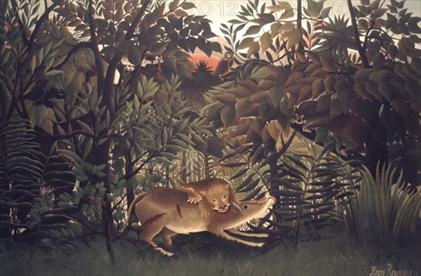 ROUSSEAU HENRI 1844/1910
ANTILOPE ATACADO POR UN LEON
WINTERTHUR, COLECCION