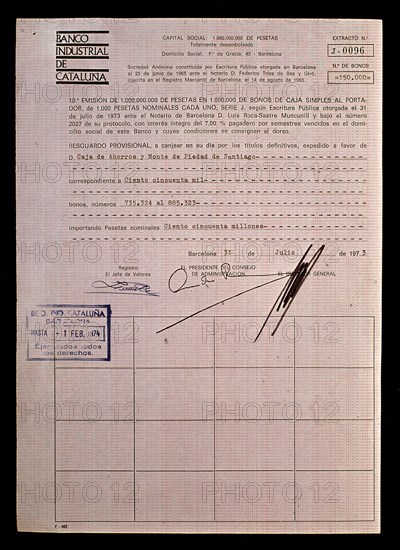 BONO CAJA BANCO INDUSTRIAL CATALUNA 31/JUL/1963
MADRID, CONFEDERACION DE CAJAS