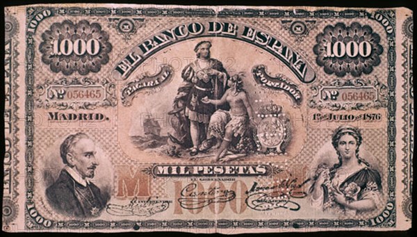 BILLETE DE 1000 PESETAS 1876
MADRID, BANCO DE ESPAÑA-DOCUMENTOS
MADRID

This image is not