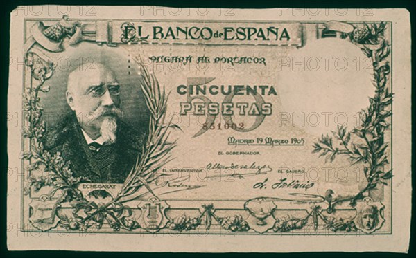 BILLETE DE 50 PESETAS 1905
MADRID, BANCO DE ESPAÑA-DOCUMENTOS
MADRID

This image is not
