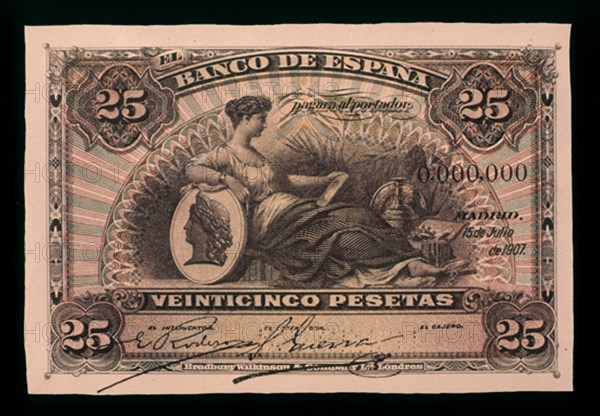 BILLETE DE 25 PESETAS 1907
MADRID, BANCO DE ESPAÑA-DOCUMENTOS
MADRID

This image is not