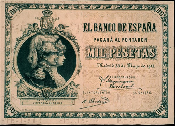 BILLETE DE 1000 PESETAS 1915
MADRID, BANCO DE ESPAÑA-DOCUMENTOS
MADRID

This image is not
