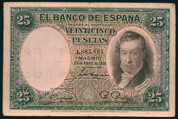 BILLETE DE 25 PESETAS 1931-ANVERSO
MADRID, BANCO DE ESPAÑA-DOCUMENTOS
MADRID

This image is not