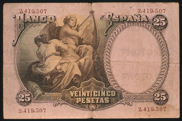 BILLETE DE 25 PESETAS 1931-REVERSO
MADRID, BANCO DE ESPAÑA-DOCUMENTOS
MADRID

This image is not